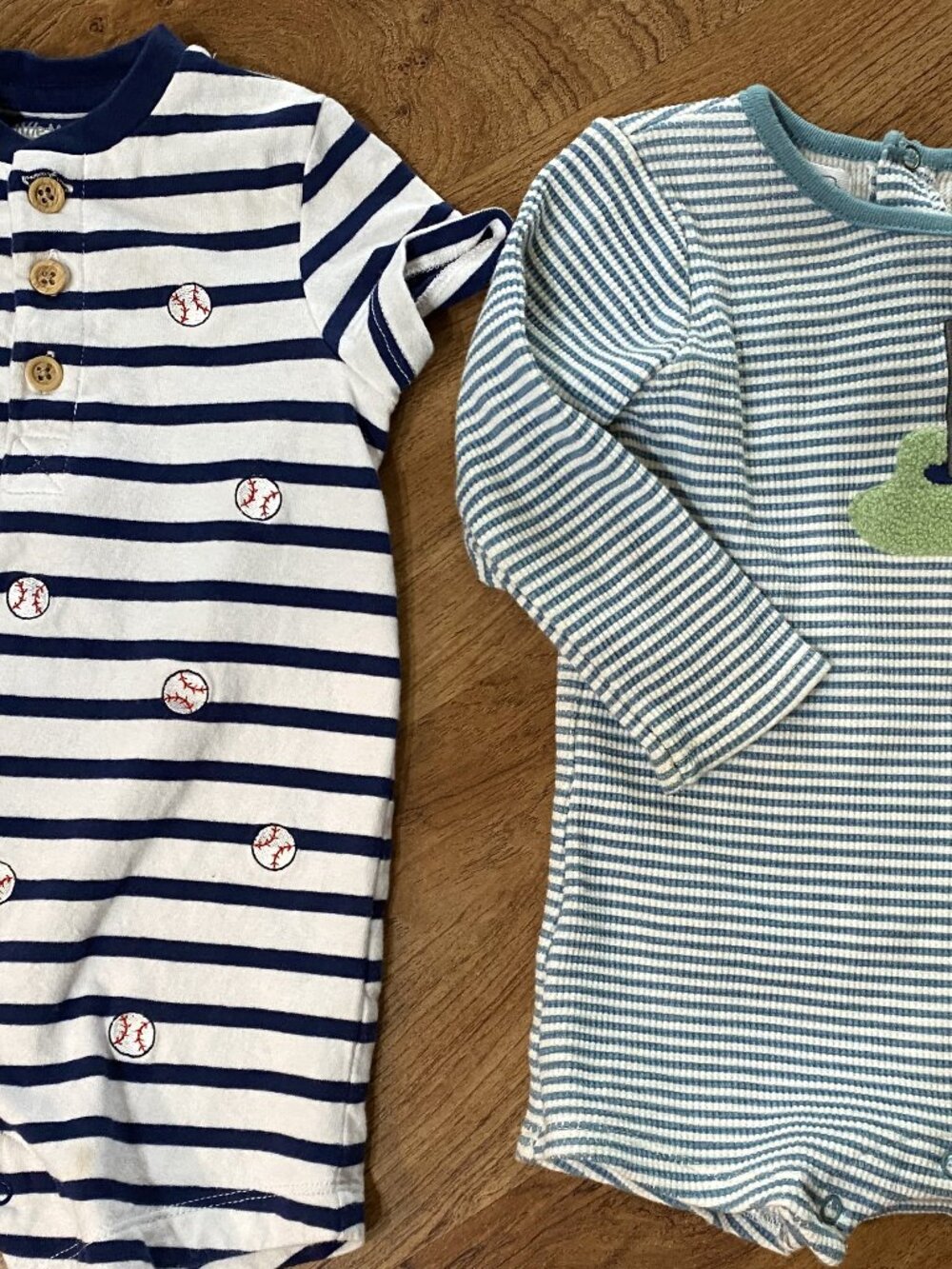 Lot 2 Stripe Rompers-LITTLE ME Softball & MUD PIE Golf-9-12 Months